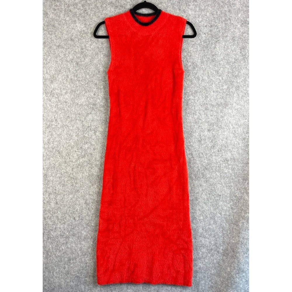 Splendid x Margherita Missoni Pluma Sweater Dress Womens Large Red Midi Fuzzy
